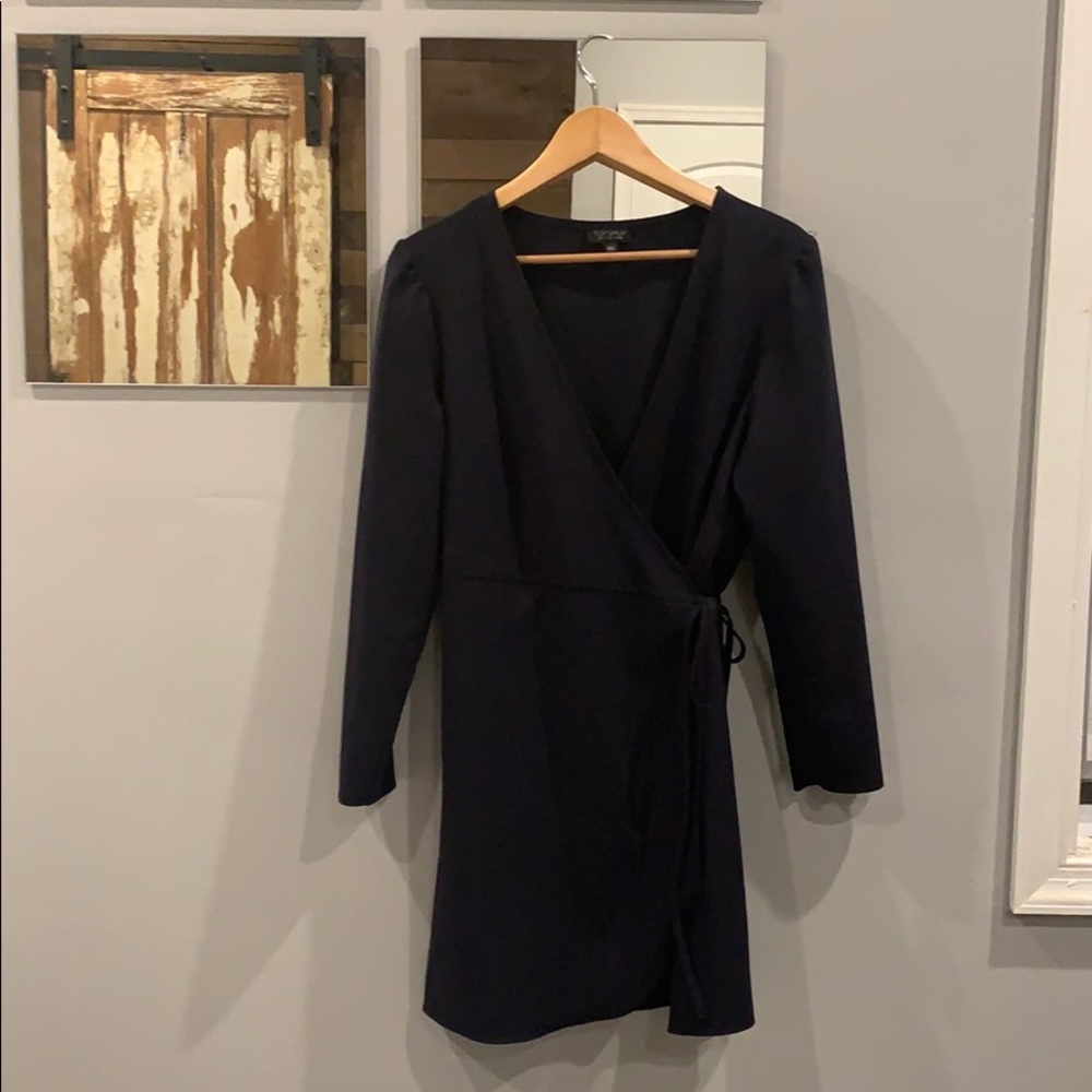 Wrap-tie dark navy Top Shop dress US10.